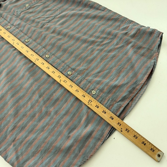 Toad & Co Dull Green & Orange Broken Striped Casual Outdoor Button Up Shirt XL - Picture 6 of 7